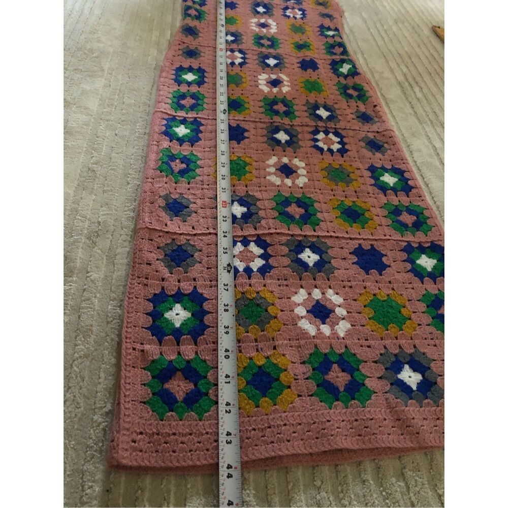 Forever 21 Crochet Granny Square Maxi Dress Pink Boho Festival Small - Picture 8 of 10